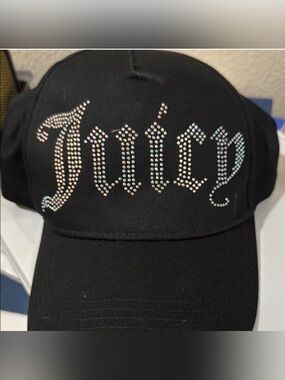 Juicy Couture Black Crystal Logo Cap NWT